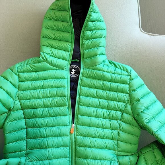 Save The Duck Women's SZ 5/XXL Neon Green Long Sleeve Lightweight Puffer Jacket - Picture 4 of 14